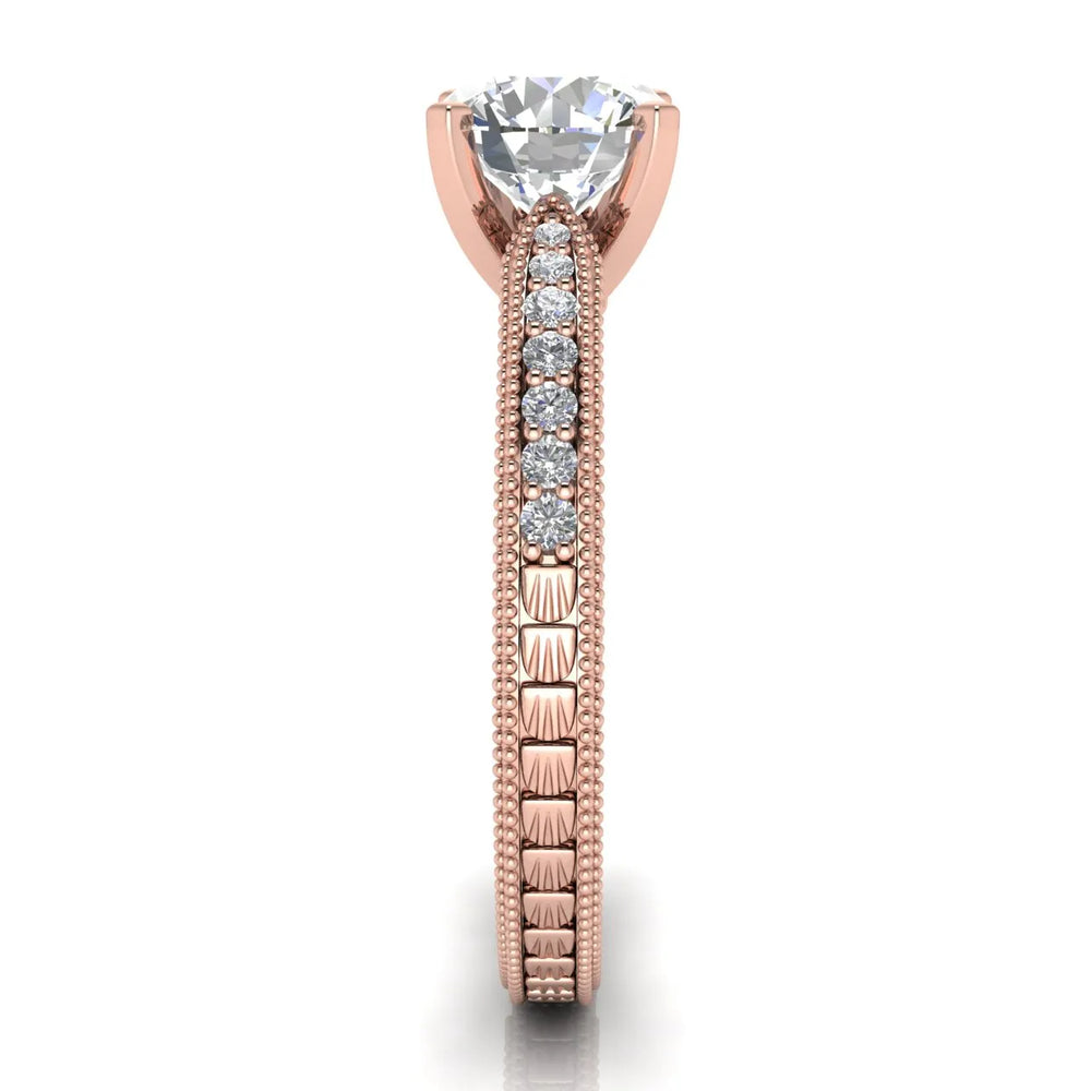 Vintage-Inspired Solitaire Ring with Accent Stones