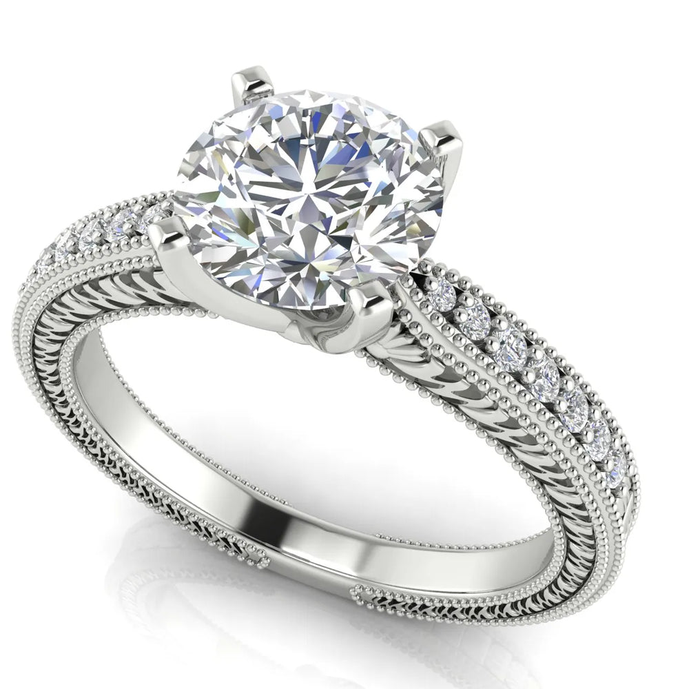 Vintage-Inspired Solitaire Ring with Accent Stones