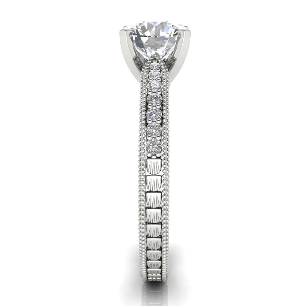 Vintage-Inspired Solitaire Ring with Accent Stones