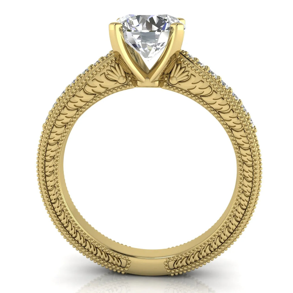 Vintage-Inspired Solitaire Ring with Accent Stones