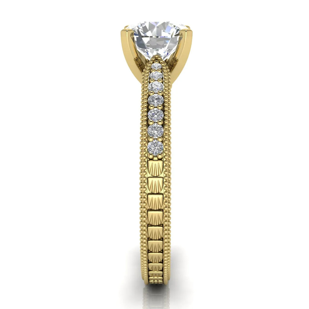 Vintage-Inspired Solitaire Ring with Accent Stones