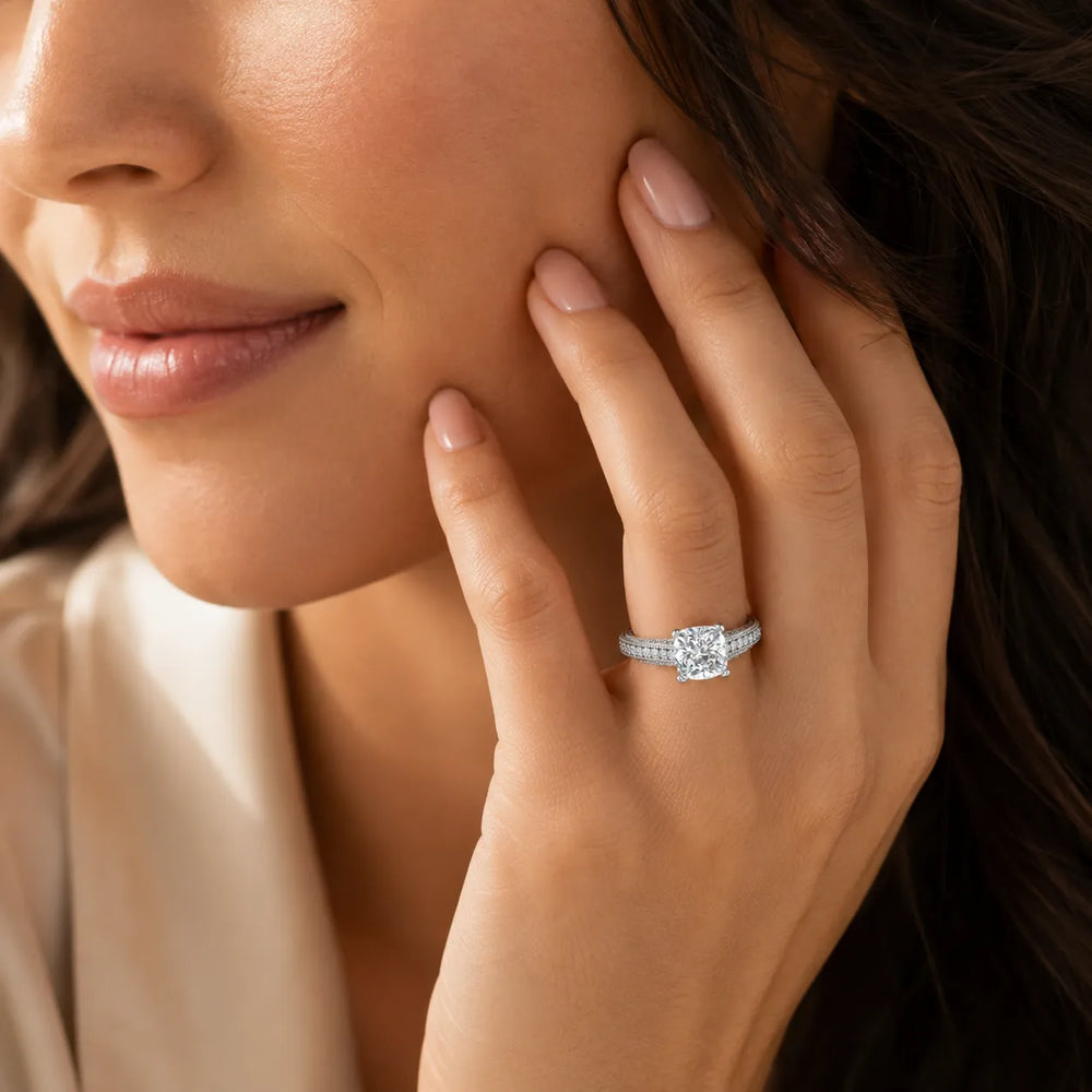 Vintage-Inspired Solitaire Ring with Accent Stones