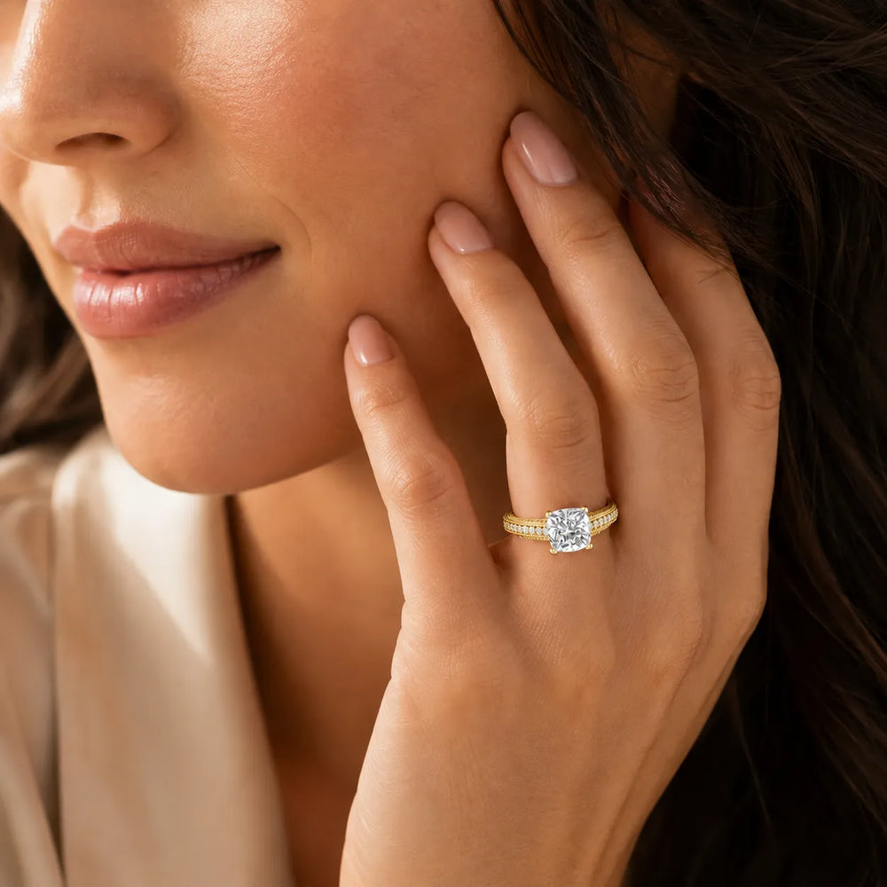 Vintage-Inspired Solitaire Ring with Accent Stones