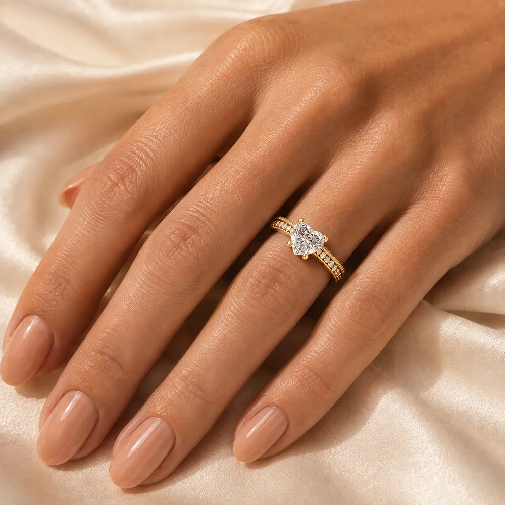 Vintage-Inspired Solitaire Ring with Accent Stones