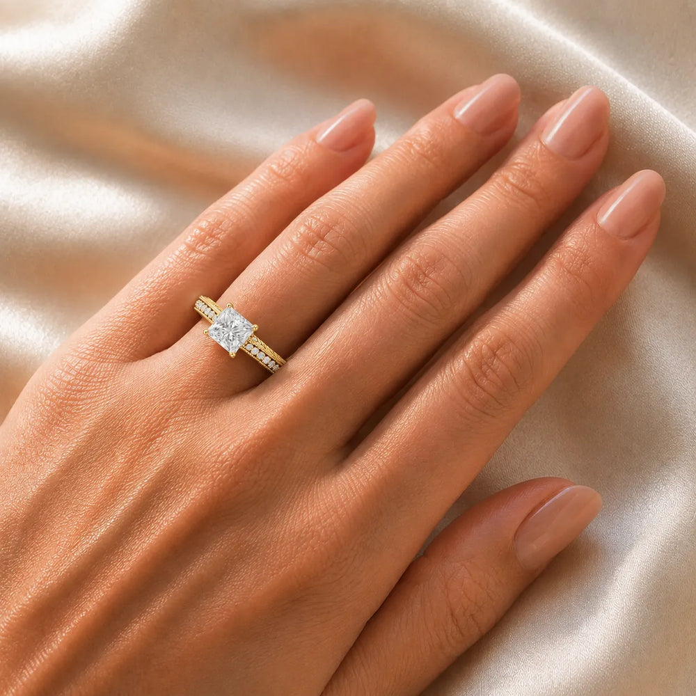 Vintage-Inspired Solitaire Ring with Accent Stones