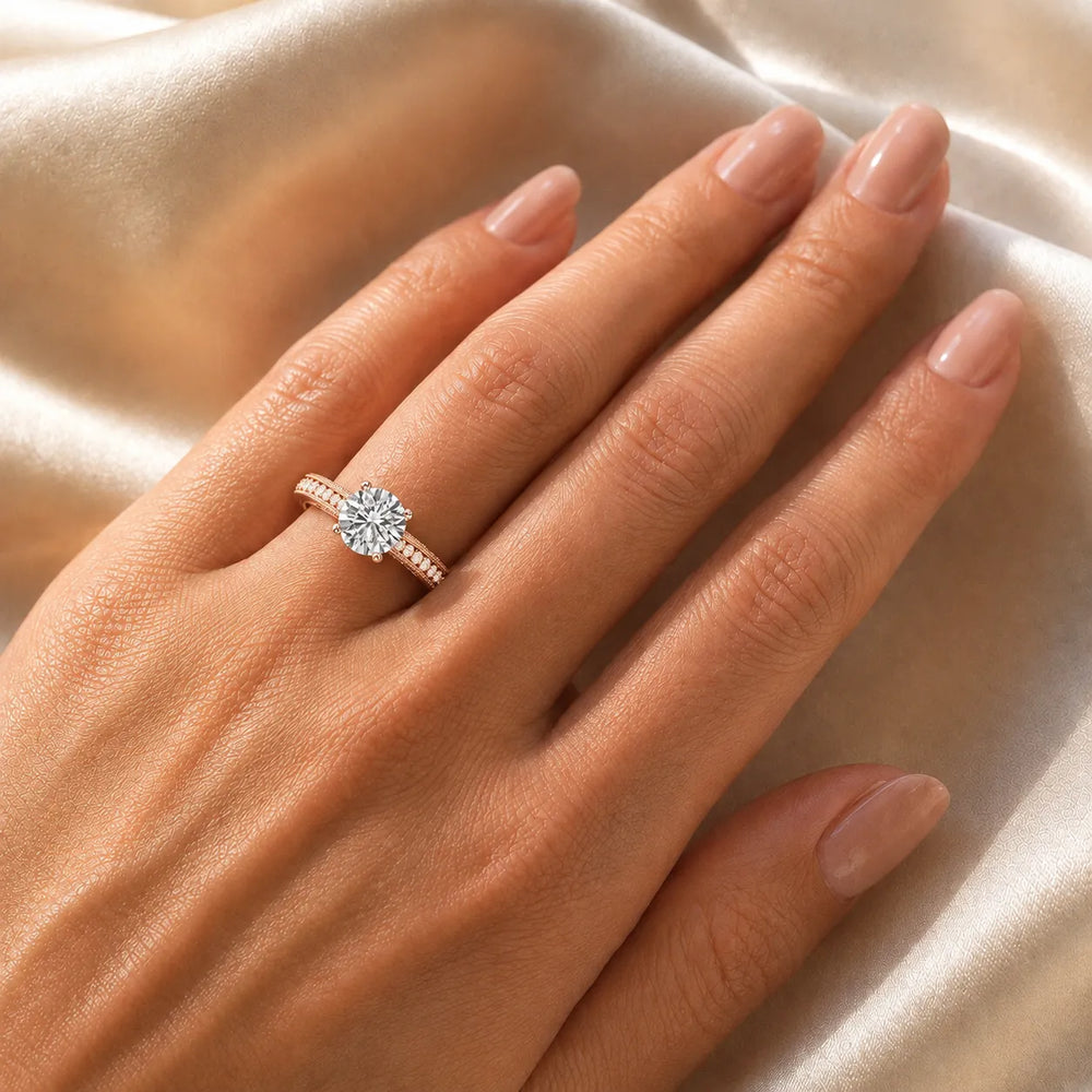 Vintage-Inspired Solitaire Ring with Accent Stones