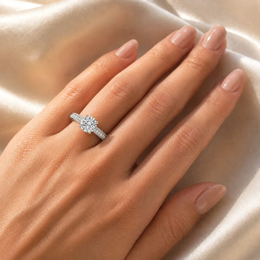 Vintage-Inspired Solitaire Ring with Accent Stones