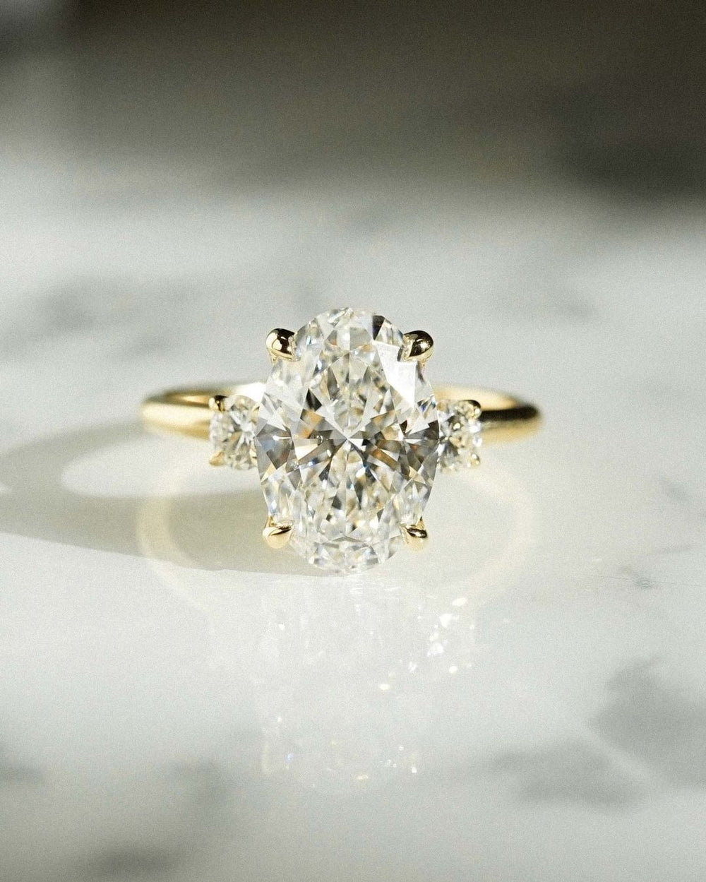 Three Stone Oval Cut Labgrown Engagement Ring