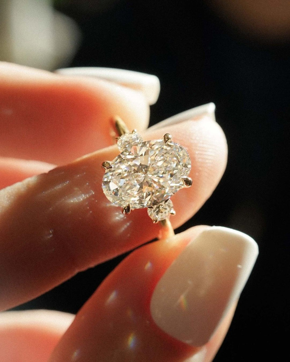 Three Stone Oval Cut Labgrown Engagement Ring