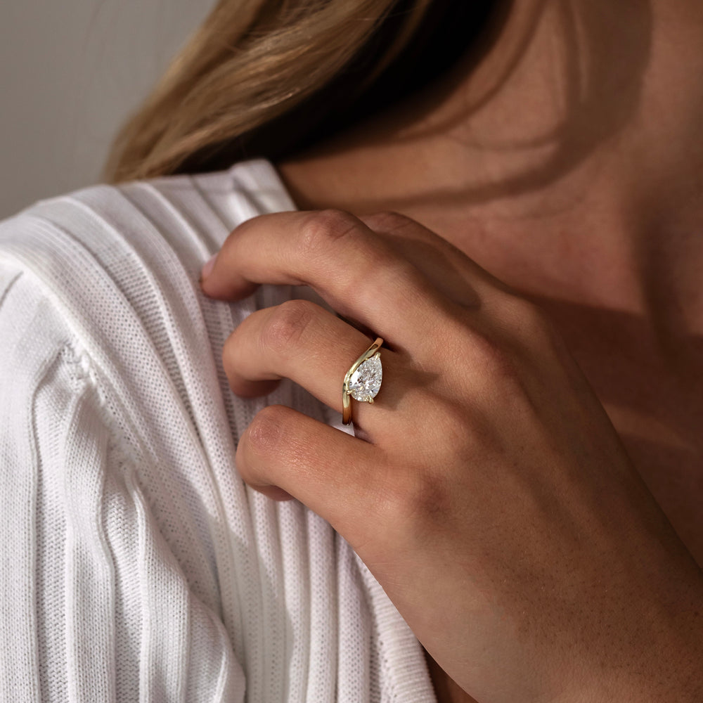 Elongated Pear Cut Labgrown Engagement Ring