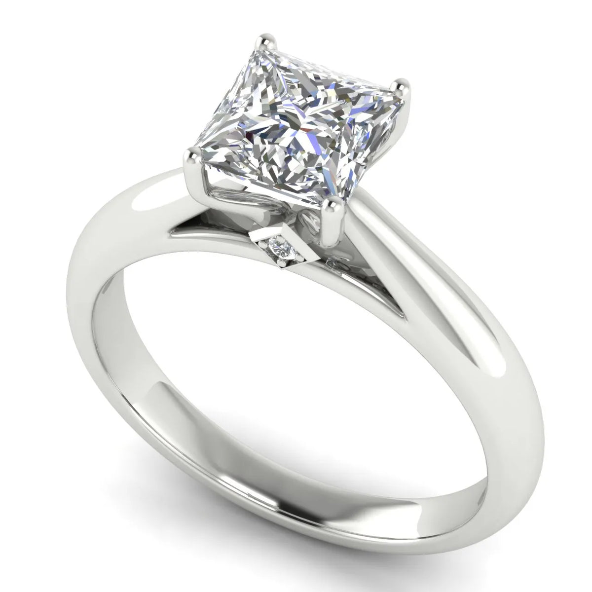 Elegant Solitaire Ring with Tapered Band