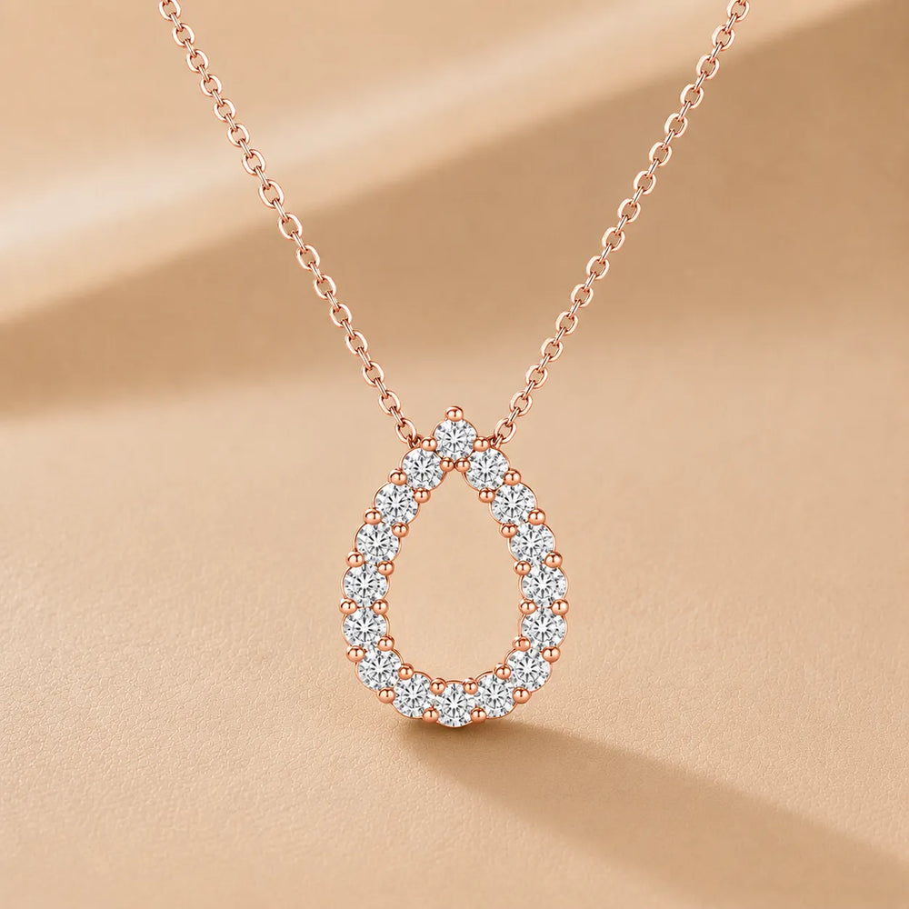 Teardrop Diamond Halo Pendant Necklace