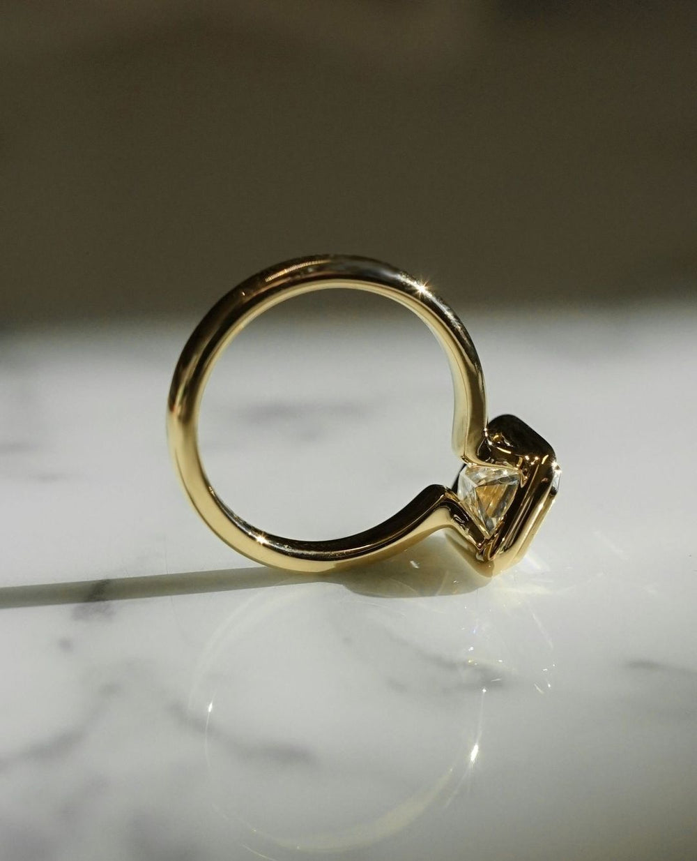 Bezel Set Emerald Cut Labgrown Engagement Ring