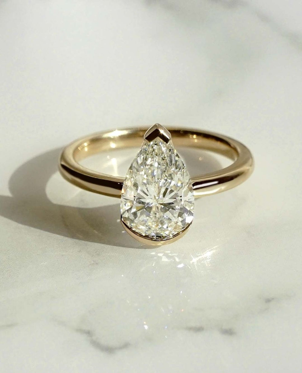 Elongated Pear Cut Labgrown Engagement Ring