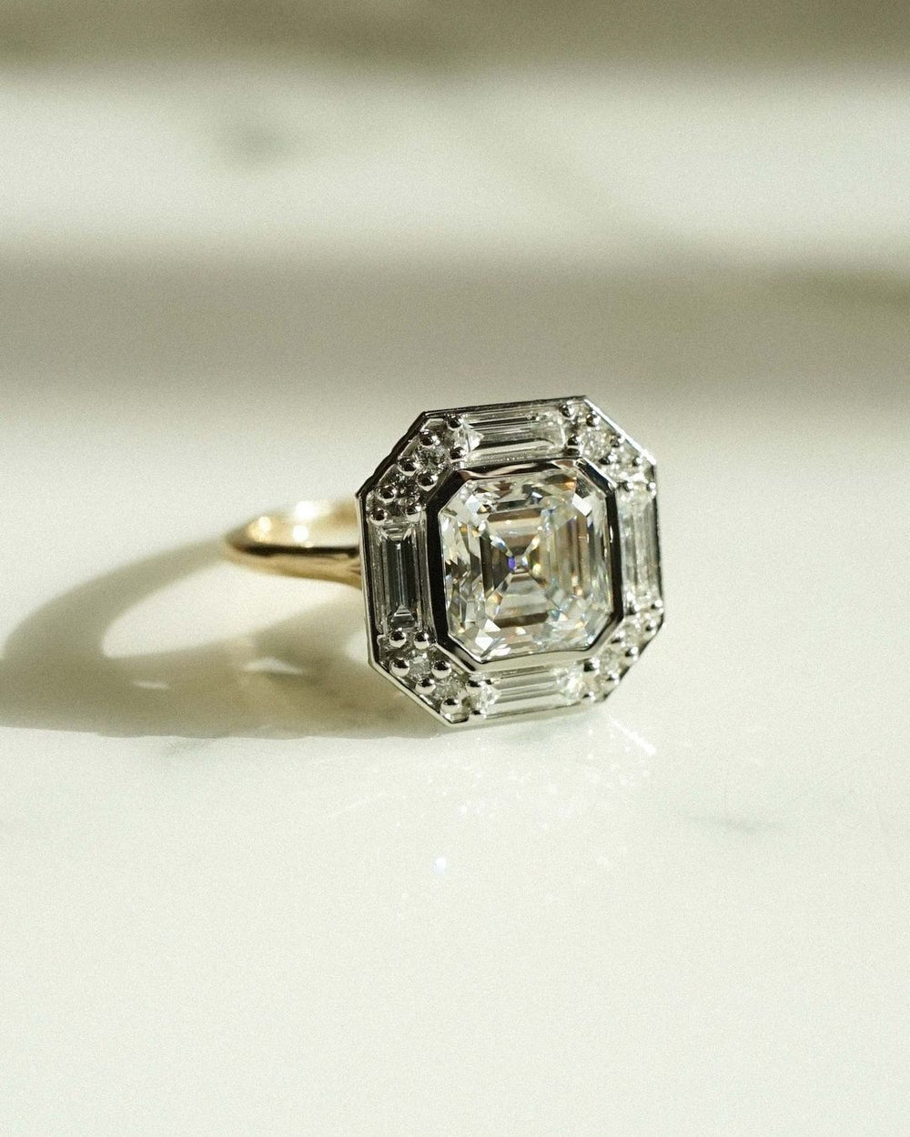 Bezel Set Asscher Cut Labgrown Engagement Ring