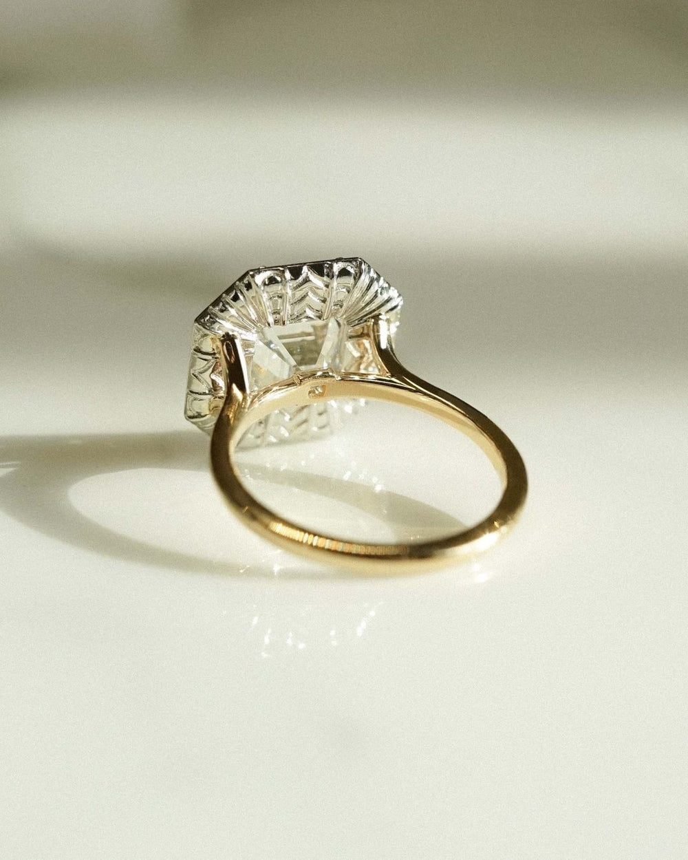 Bezel Set Asscher Cut Labgrown Engagement Ring