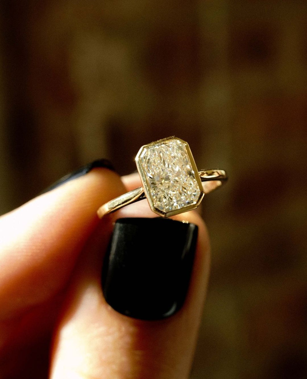 Bezel Set Radiant Cut Labgrown Engagement Ring