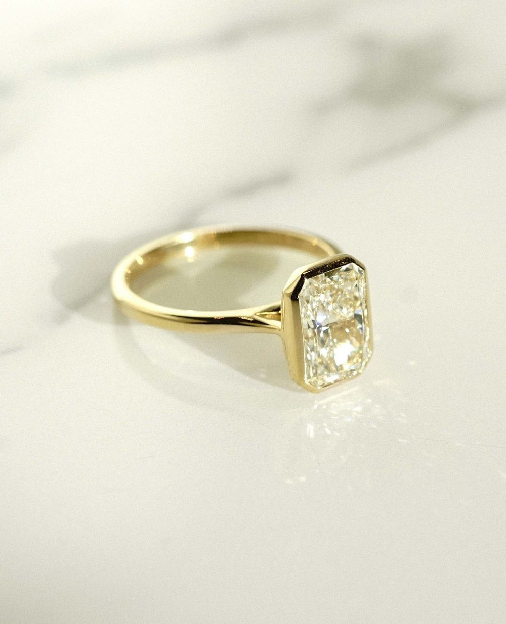 Bezel Set Radiant Cut Labgrown Engagement Ring