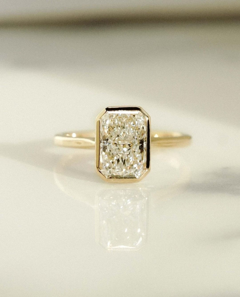 Bezel Set Radiant Cut Labgrown Engagement Ring
