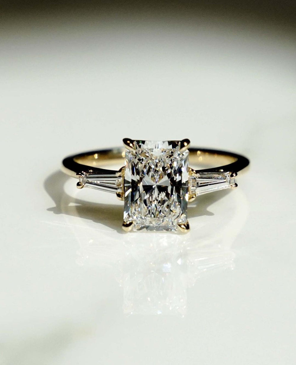 Three Stone Radiant Cut Labgrown Engagement Ring