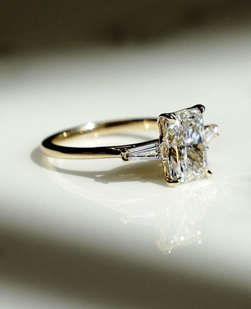 Three Stone Radiant Cut Labgrown Engagement Ring