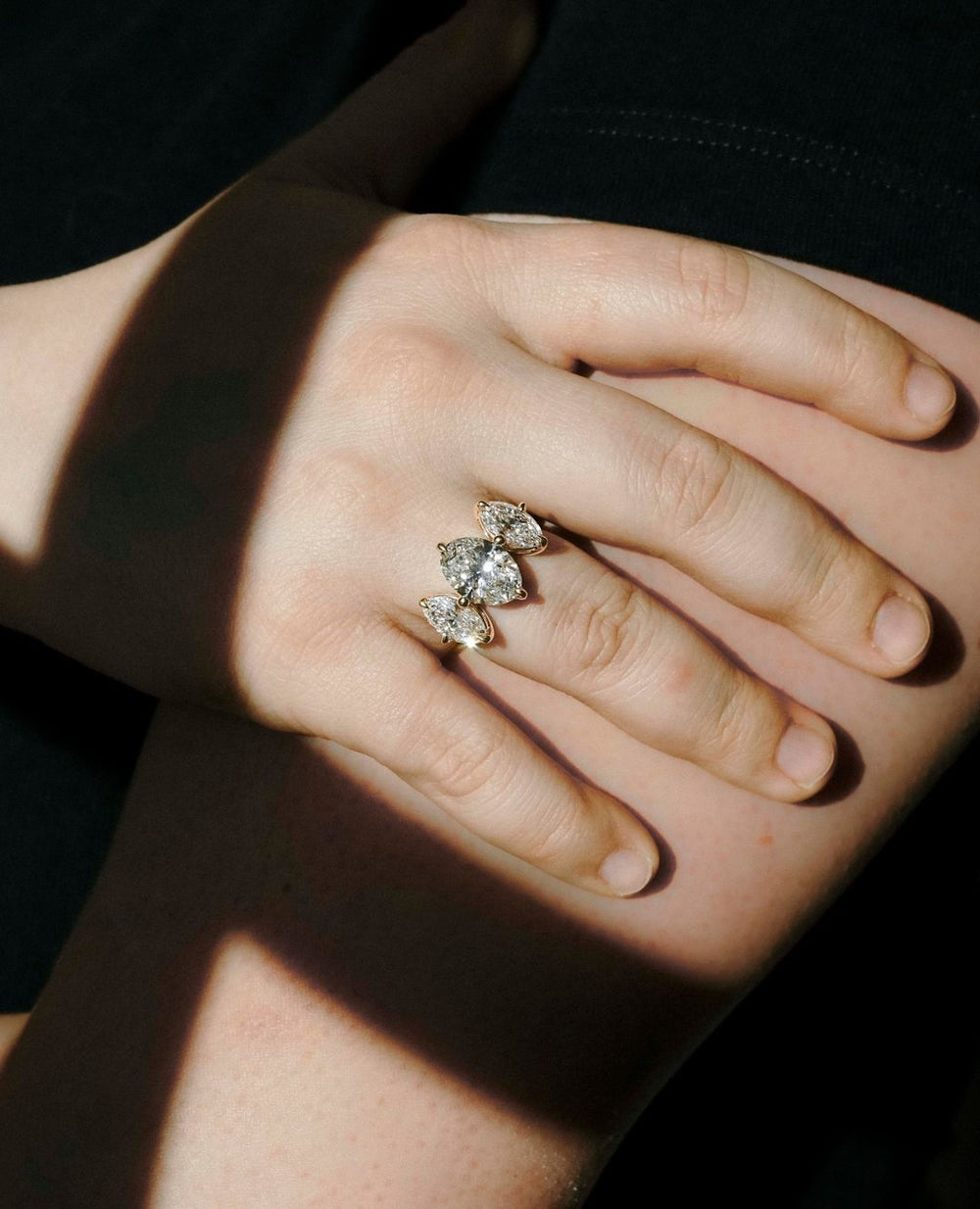 Three Stone Oval Cut Labgrown Engagement Ring