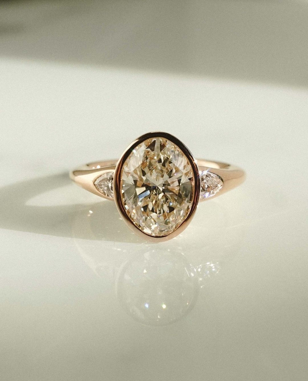 Bezel Set Oval Cut Labgrown Engagement Ring