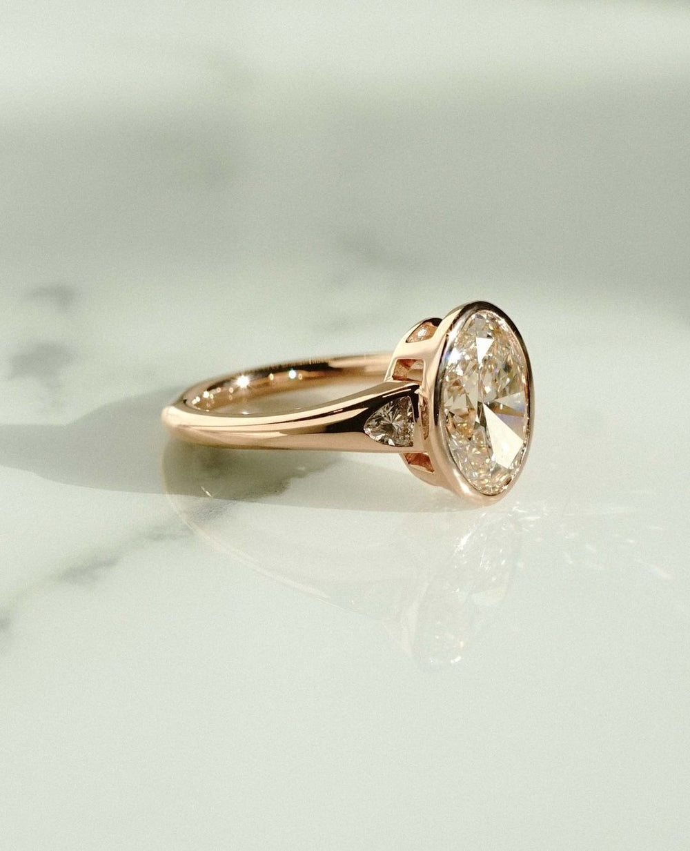 Bezel Set Oval Cut Labgrown Engagement Ring
