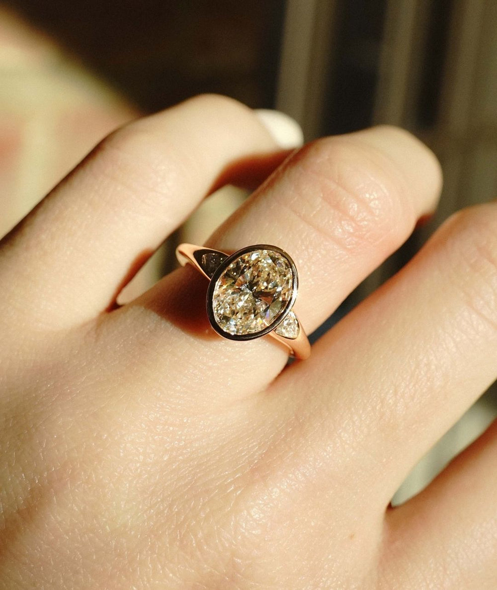 Bezel Set Oval Cut Labgrown Engagement Ring