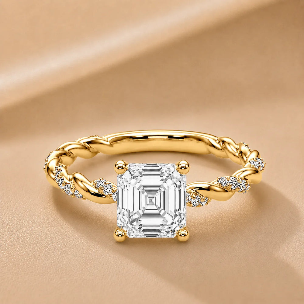Cushion Cut Twisted Engagement Ring