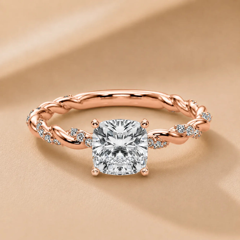 Cushion Cut Twisted Engagement Ring