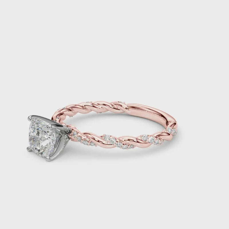 Cushion Cut Twisted Engagement Ring