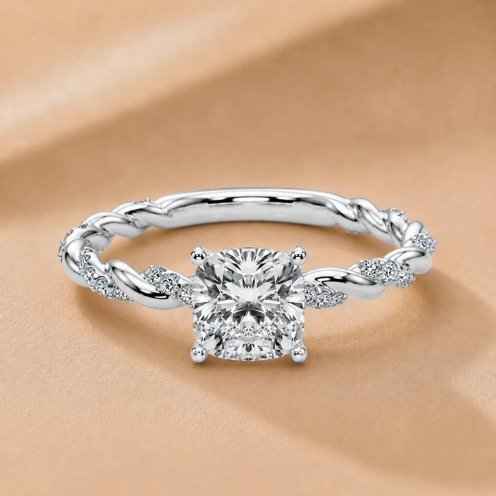 Cushion Cut Twisted Engagement Ring