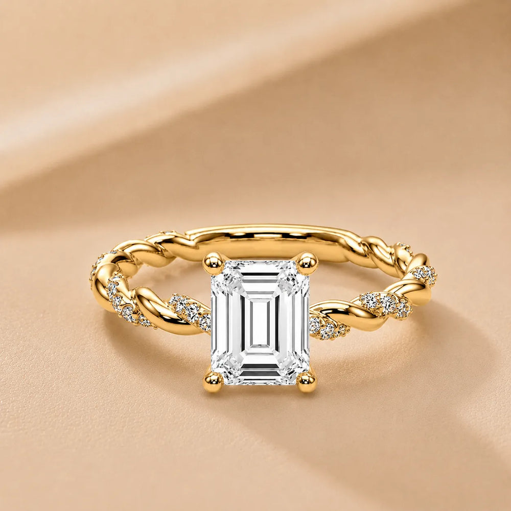 Cushion Cut Twisted Engagement Ring