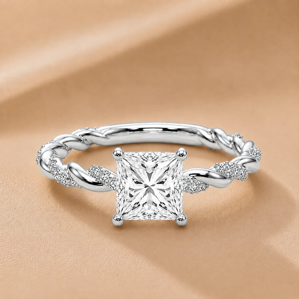 Cushion Cut Twisted Engagement Ring
