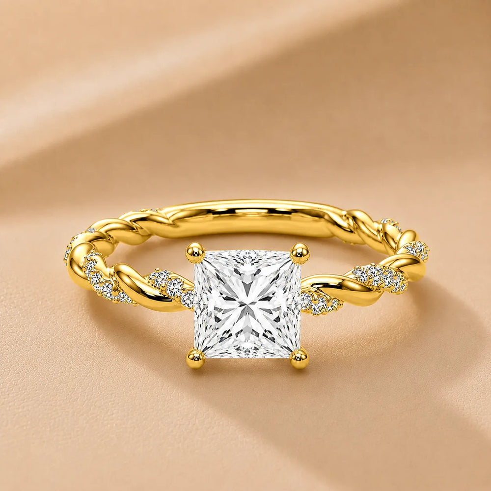 Cushion Cut Twisted Engagement Ring