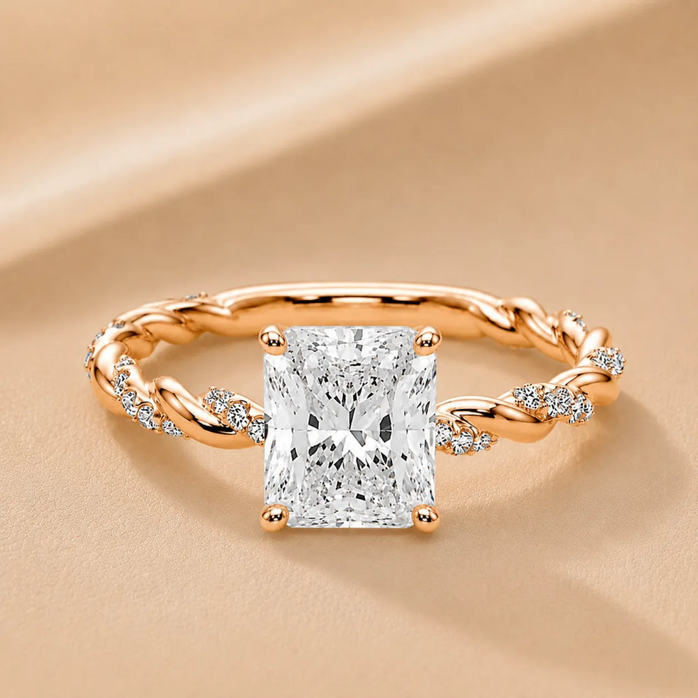 Cushion Cut Twisted Engagement Ring