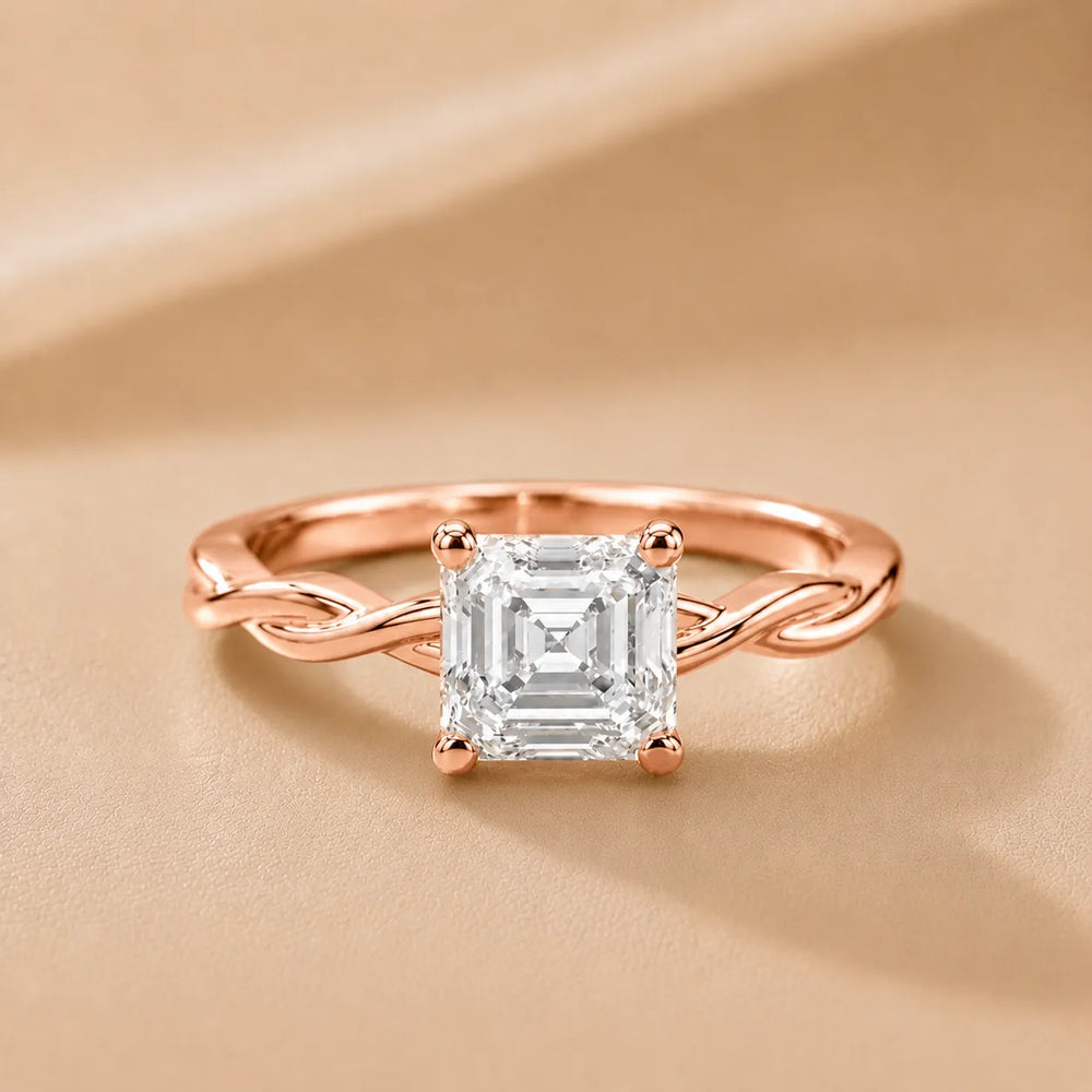 Iris Twist Asscher Diamond Engagement Ring