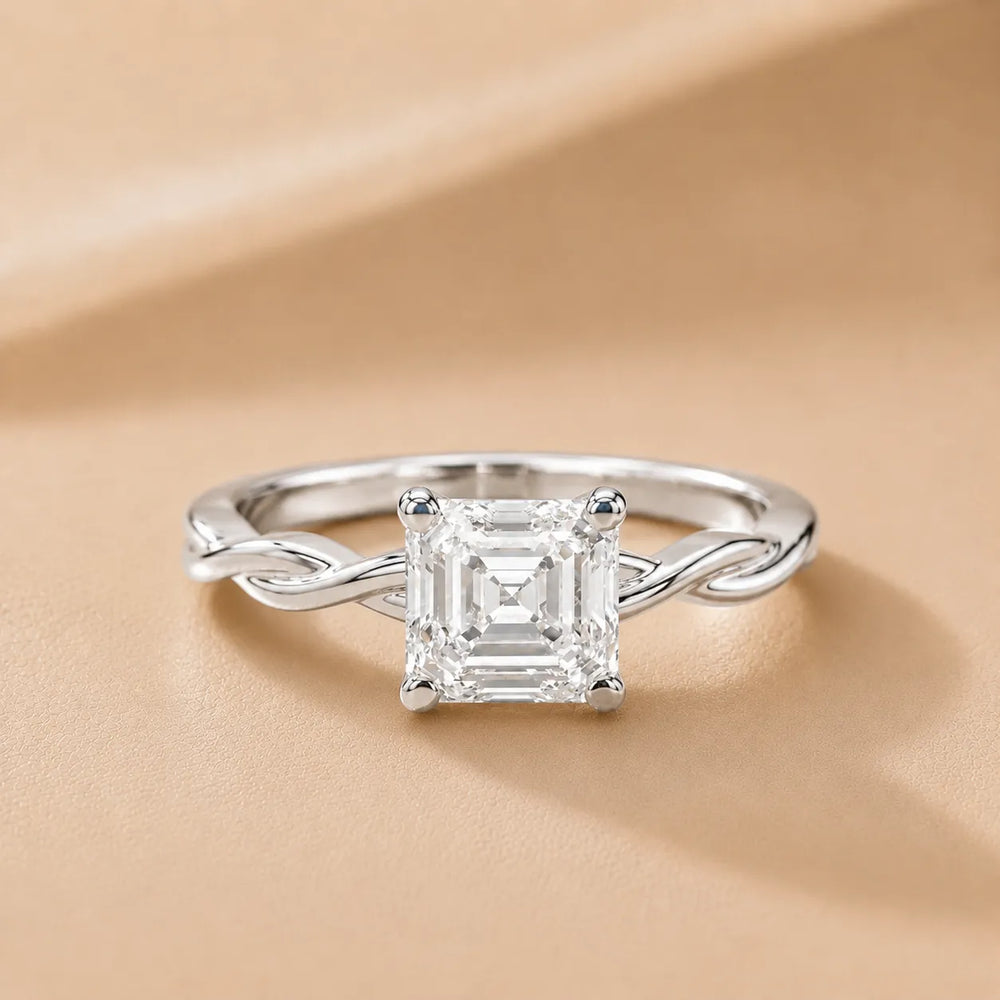 Iris Twist Asscher Diamond Engagement Ring
