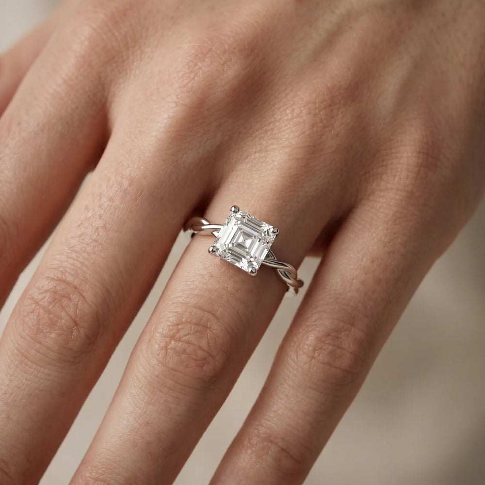 Iris Twist Asscher Diamond Engagement Ring