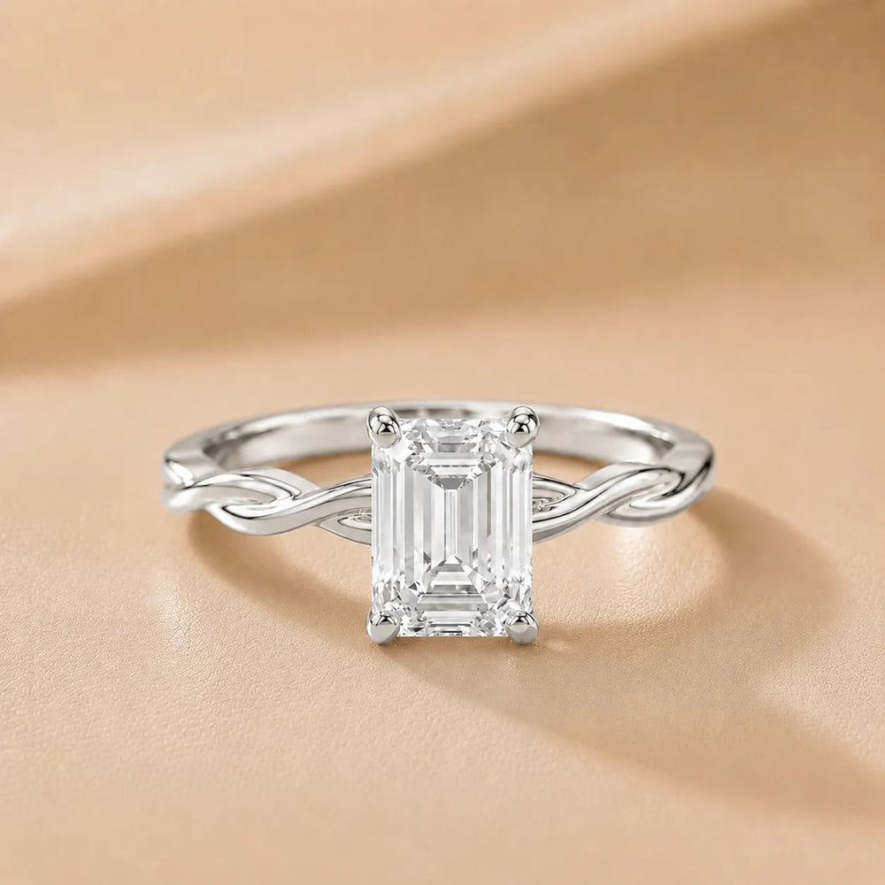 Iris Twist Asscher Diamond Engagement Ring