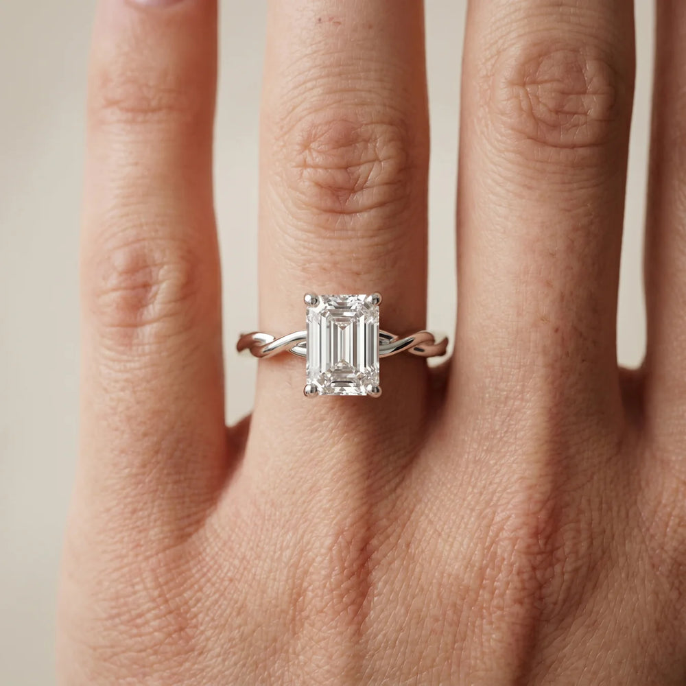 Iris Twist Asscher Diamond Engagement Ring