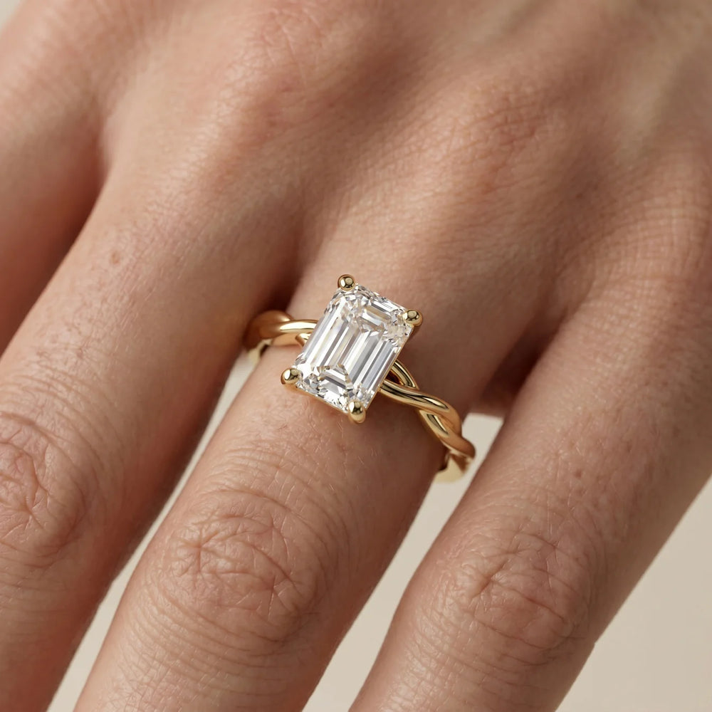 Iris Twist Asscher Diamond Engagement Ring
