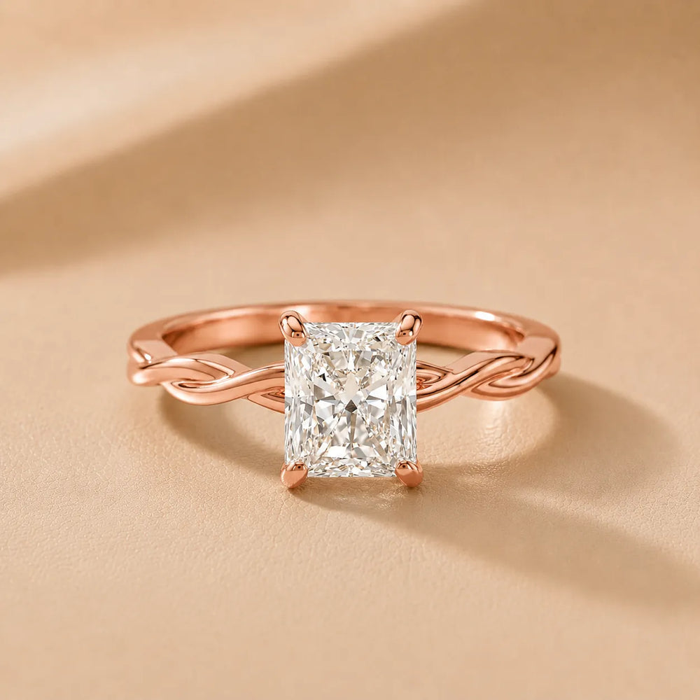 Iris Twist Asscher Diamond Engagement Ring