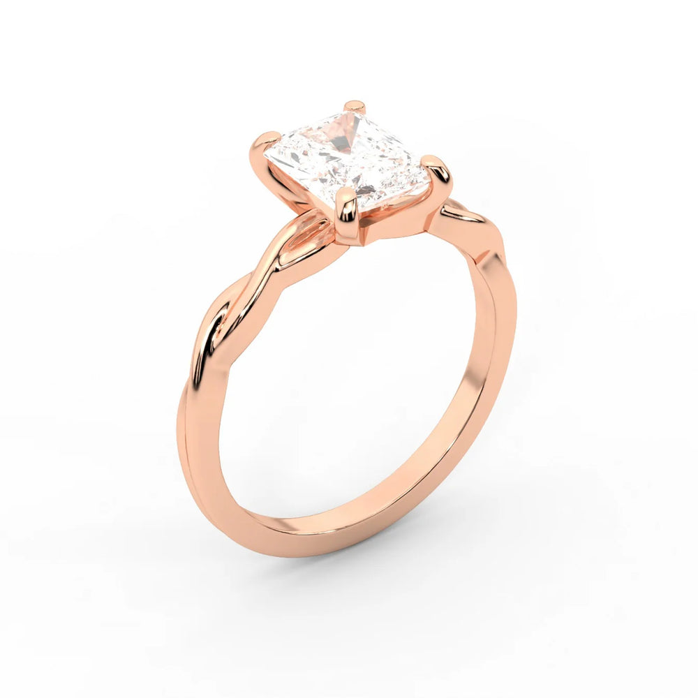Iris Twist Asscher Diamond Engagement Ring