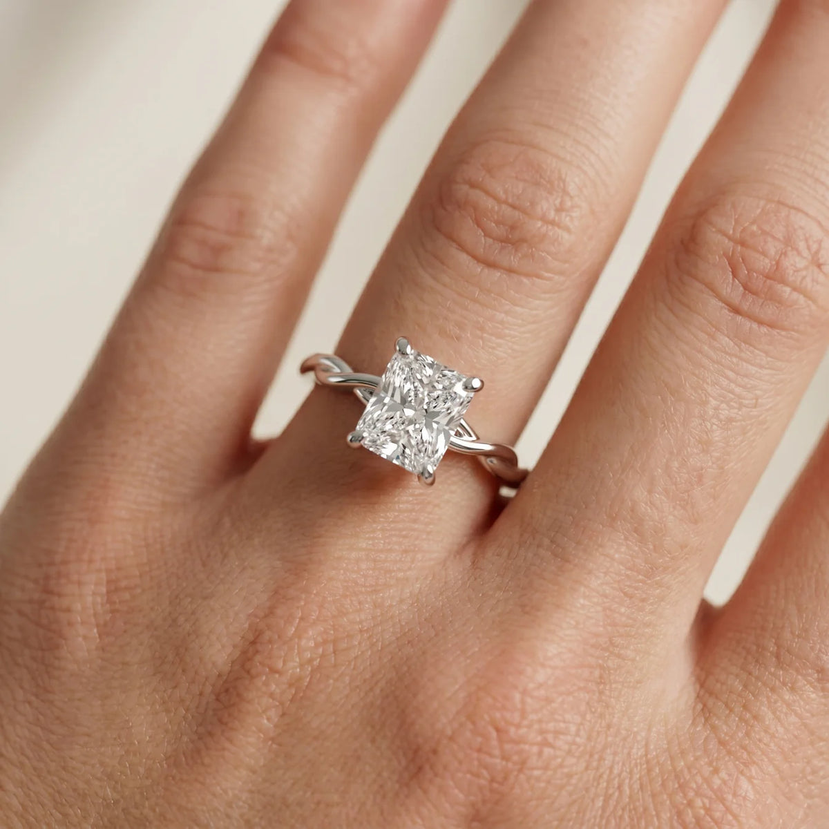 Iris Twist Asscher Diamond Engagement Ring