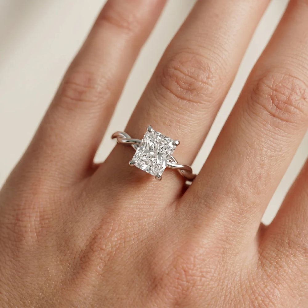 Iris Twist Asscher Diamond Engagement Ring