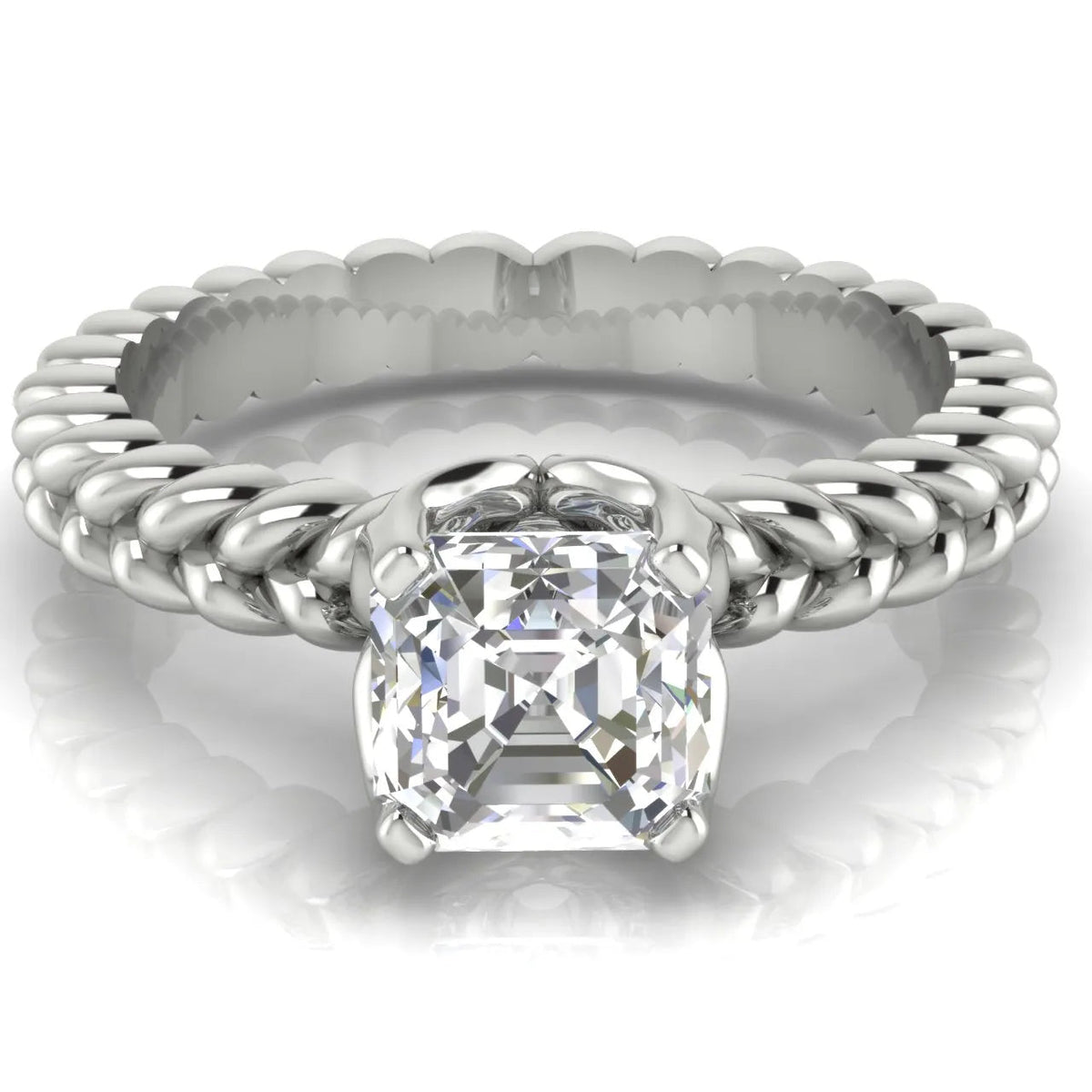 Vintage-Inspired Solitaire Ring with Twisted Band (925 Sterling Silver)