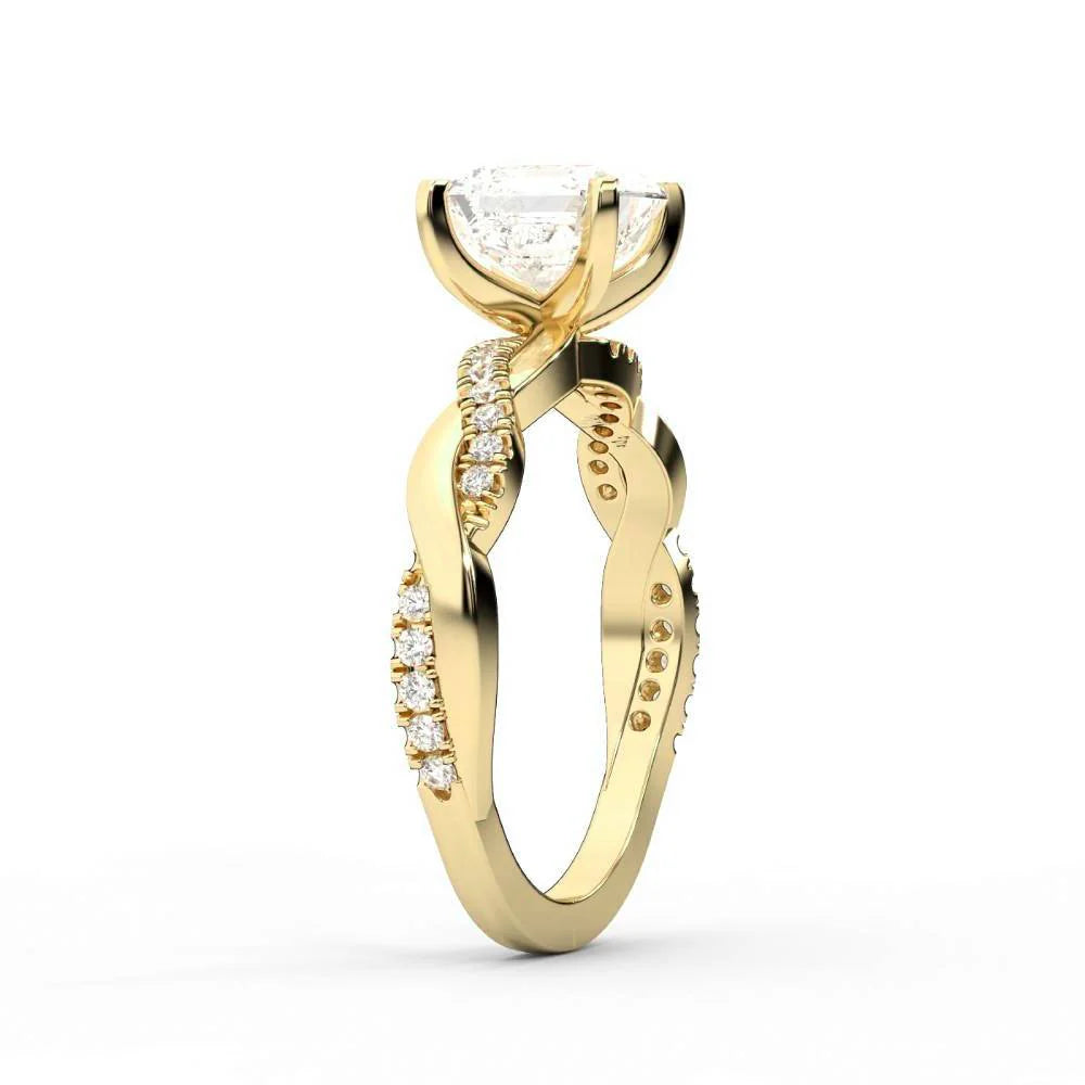 Twisted Side Stone Round Diamond Engagement Ring