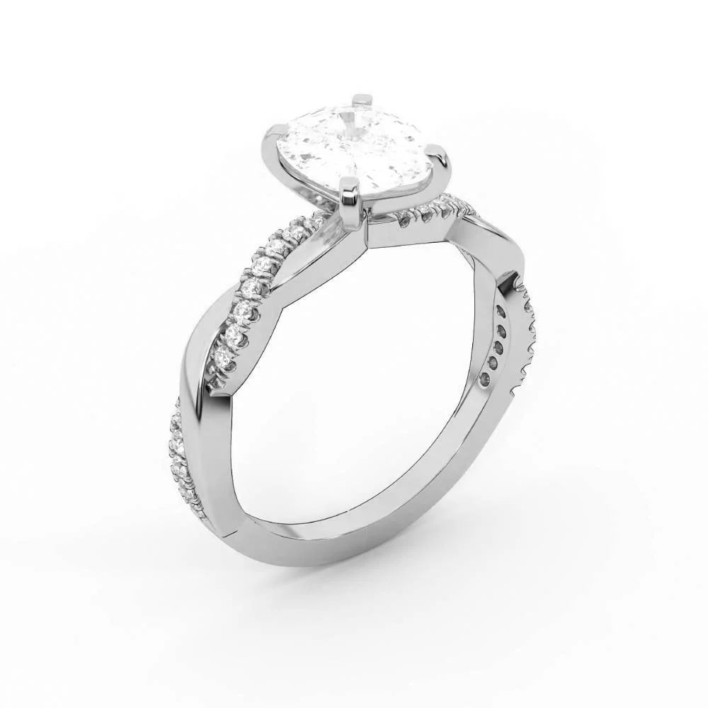 Twisted Side Stone Round Diamond Engagement Ring